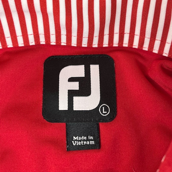 FootJoy FJ Men's Golf Polo Shirt Red Bretton Woods Club Size Large - Picture 2 of 4
